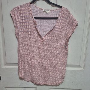Artisan Ny Pink Geo Cap-Sleeve Blouse